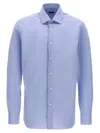 Barba Napoli Barba Tailored Poplin Shirt With Button Closure In Blue