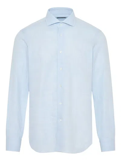 Barba Napoli Poplin Shirt In Blue