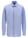 Barba Napoli Barba Tailored Poplin Shirt With Button Closure In Blue