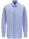 Barba Napoli Barba Tailored Poplin Shirt With Button Closure In Blue