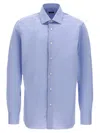 Barba Napoli Barba Tailored Poplin Shirt With Button Closure In Light Blue