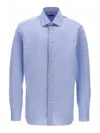 Barba Napoli Barba Tailored Poplin Shirt With Button Closure In Light Blue