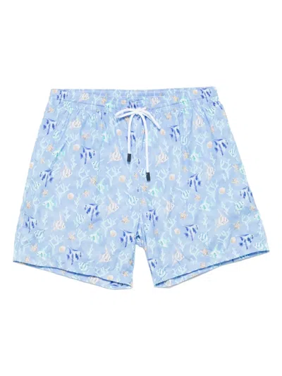 Barba Napoli Printed Swim Shorts In Blue