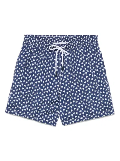 Barba Napoli Printed Swim Shorts In Blue