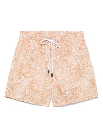 Barba Napoli Printed Swim Shorts In Brown