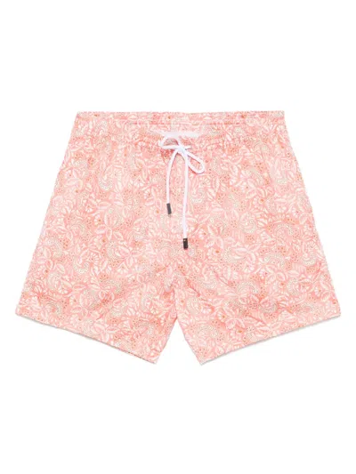Barba Napoli Printed Swim Shorts In Orange