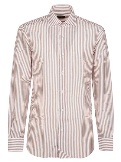 Barba Napoli Striped Linen Shirt In White