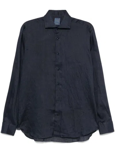 BARBA NAPOLI BARBA BLUE SHIRT IN LINEN