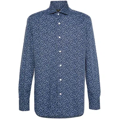 Barba Floral-print Shirt In Blue