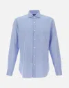 Barba Napoli Barba Tailored Poplin Shirt With Button Closure In Blue