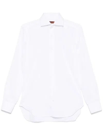 Barba Napoli Cotton Shirt In White In Black