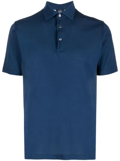 Barba Napoli Short-sleeved Cotton Polo Shirt In Blue