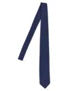 Barba Napoli Pointed Tip Slim Silk Tie With Textured Finish In Blue