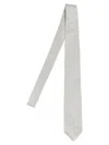 Barba Napoli Pointed Tip Slim Silk Tie With Textured Pattern In White