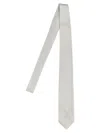 Barba Napoli Pointed Tip Slim Silk Tie With Textured Pattern In White