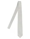 Barba Napoli Pointed Tip Slim Silk Tie With Textured Pattern In White
