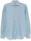 Barba Napoli Slub-texture Shirt In Blue