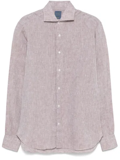 Barba Napoli Slub-texture Shirt In Brown