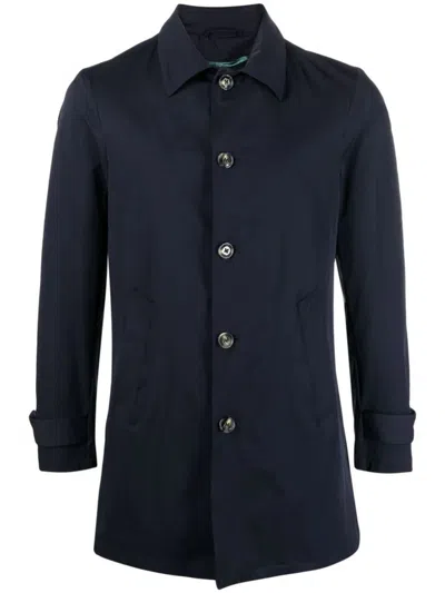 Barba Single-breasted Shirt Jacket In Blue