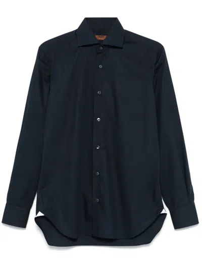 Barba Napoli Spread-collar Shirt In Blue