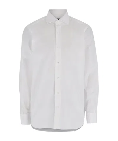 Barba Napoli Spread Collar Shirt In White