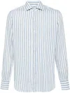 Barba Napoli Spread-collar Striped Shirt In Blue