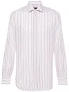 Barba Napoli Spread-collar Striped Shirt In White