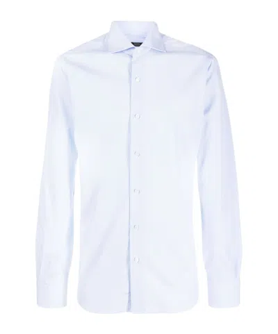 Barba Napoli Stripe-print Spread-collar Shirt In White