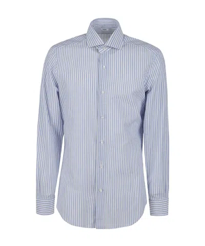 Barba Napoli Striped Long-sleeved Shirt In Gray