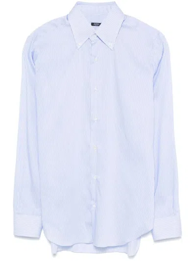 Barba Napoli Striped Cotton Shirt In Blue