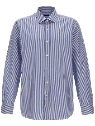 Barba Napoli Shirt Button Down Collar Striped Pattern In White