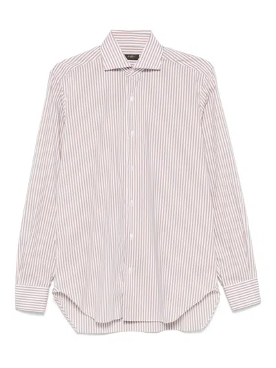 Barba Napoli Striped Shirt In Brown
