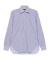 Barba Napoli Barba Vertical Striped Blue And White Barba Shirt In White