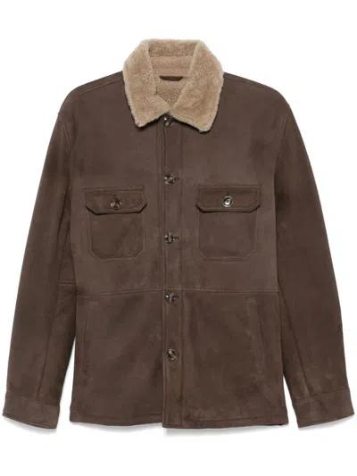 Barba Napoli Suede Jacket In Brown