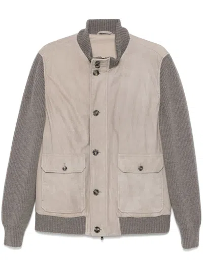 Barba Napoli Suede Jacket In Grey