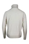 Barba Napoli Turtleneck Sweater In Pure And Soft Cashmere With Alternating Embossed Squares In White