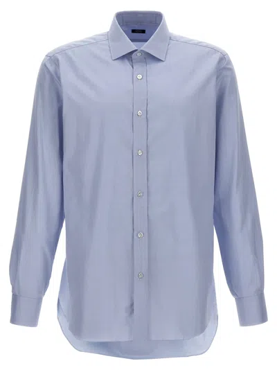 Barba Napoli Barba Textured Cotton Shirt In Blue