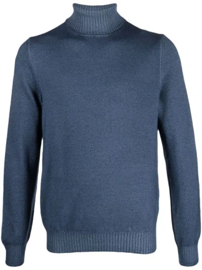 Barba Turtleneck Blue Sweater