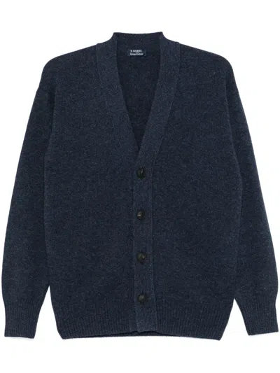 Barba Virgin Wool Cardigan In 蓝色