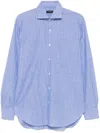 Barba Napoli Barba White And Light Blue Striped Shirt
