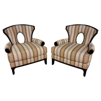 Pre-owned Barbara Barry 1980�s Iconic Club Chairs By  For Henredon, A Pair In Brown