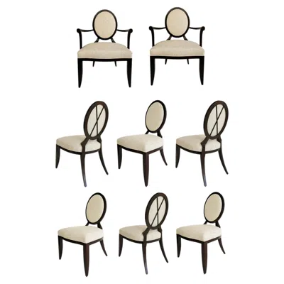 Pre-owned Barbara Barry , Baker Dining Chairs, Newly Upholstered, Set Of 8, 2 Arm, 6 Side In Brown