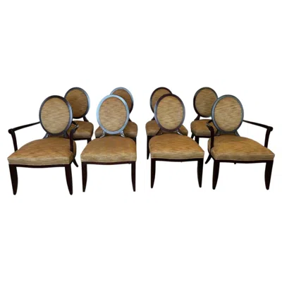 Pre-owned Barbara Barry Elegant Set Of 8 Oval X  Dining Chairs For Baker In Brown