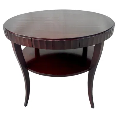 Pre-owned Barbara Barry For Baker Fluted Edge Side Table With Drawer In Brown