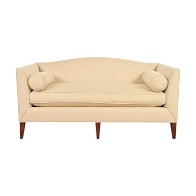 Pre-owned Barbara Barry For Baker Furniture Modern Regency Upholstered Camelback Sofa In Brown