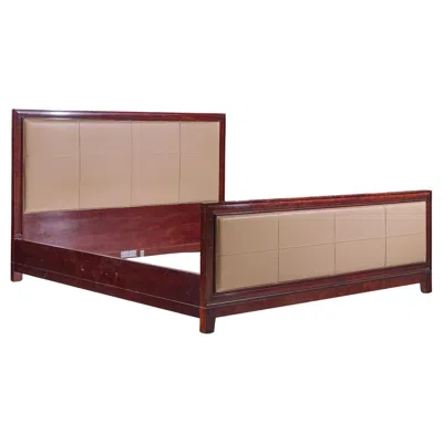 Pre-owned Barbara Barry For Baker Mahogany And Leather King Bed Frame In Brown