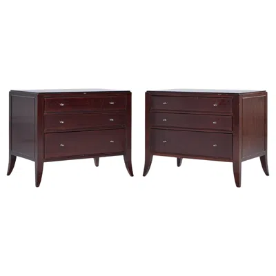 Pre-owned Barbara Barry For Baker Mahogany Commode Nightstand End Table - Pair In Brown