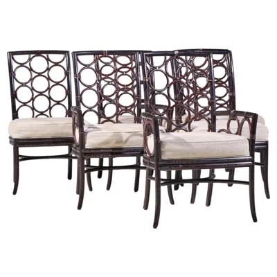Pre-owned Barbara Barry For Baker Script Rattan Dining Chairs - Set Of 6 In Black