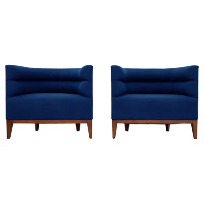 Pre-owned Barbara Barry For Hbf Club Chairs In Brown