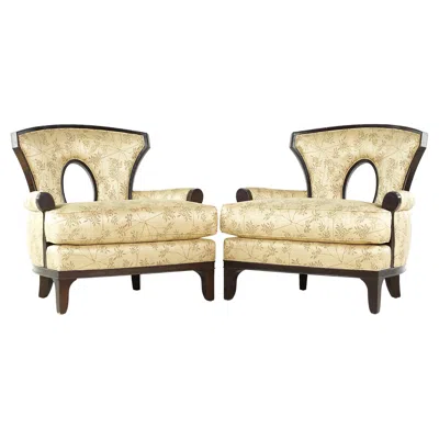 Pre-owned Barbara Barry For Henredon Lounge Chairs - Pair In Brown